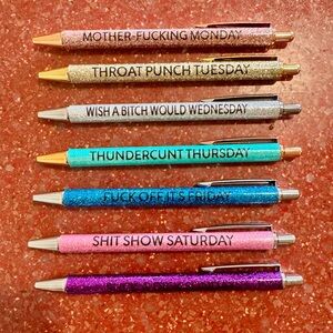 7 Adult Humor Days of the Week Pens NEW in box